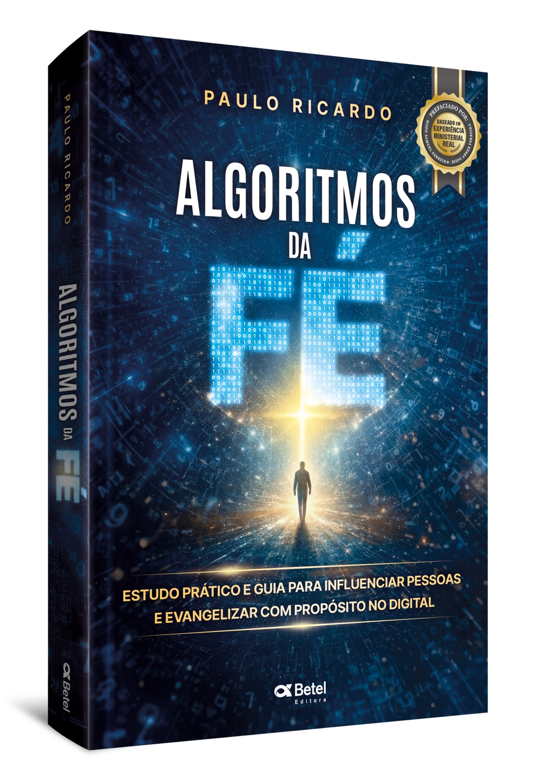 Livro Algoritmos da Fé em perspectiva, mostrando a capa e a lombada